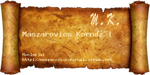Maszarovics Kornél névjegykártya